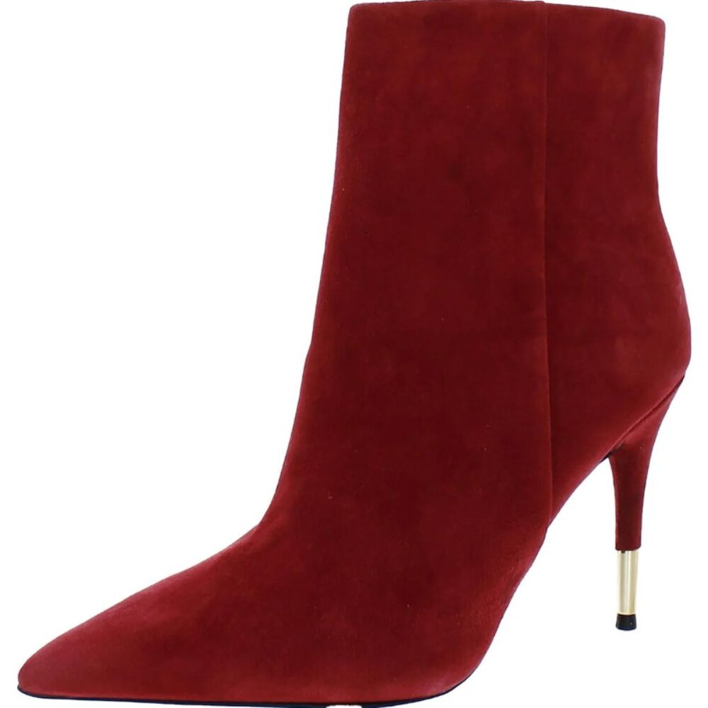 ✨ NWOB NINE WEST "Bolana" Red Suede Leather Ankle Boots – Size W-12/M-10 ✨NOICE!